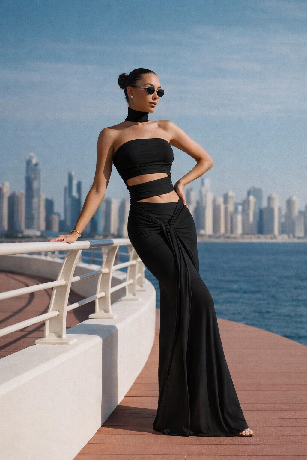 Timeless black women’s dress with a streamlined, figure-flattering fit and a polished, classic finish.